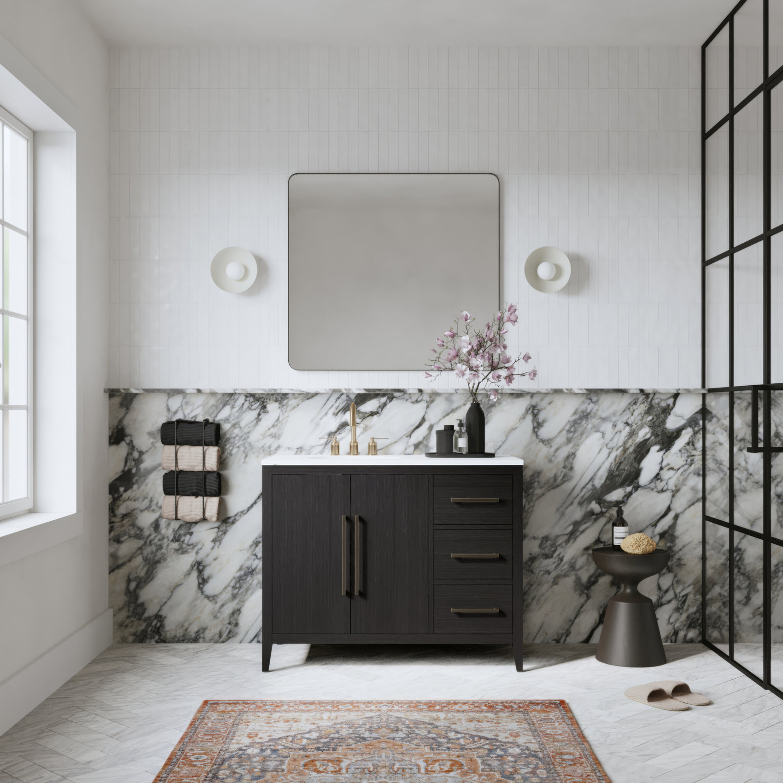 Alsup 42'' Single Bathroom Vanity, Dark Weathered Oak