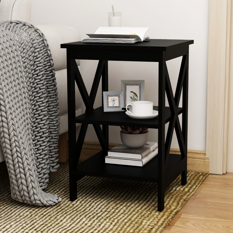 Oxford Small Side Table With UV Lacquered Surface And X-Leg Design, Ideal For Living Room Use