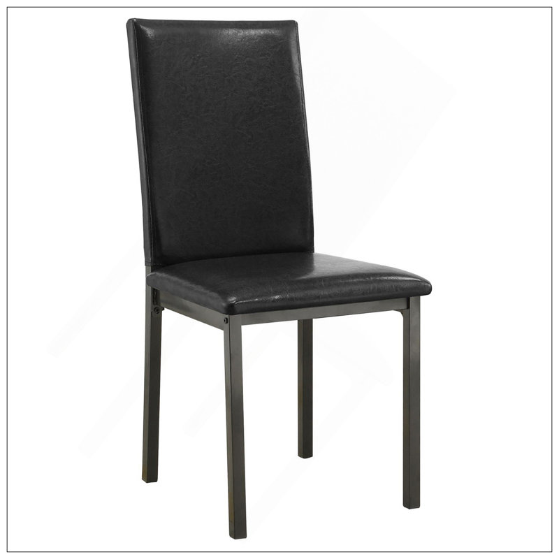 Élégantes chaises d'appoint rembourrées en similicuir noir et gris (ensemble de 2), parfaites pour les espaces de repas et de vie transitionnels.