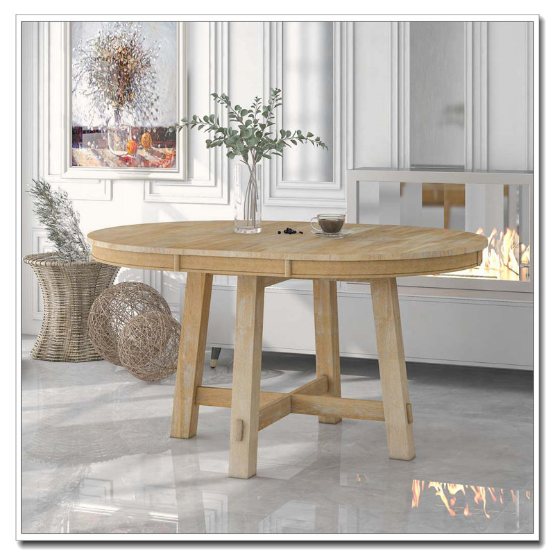 Table de salle à manger extensible Farmhouse, Bois naturel délavé