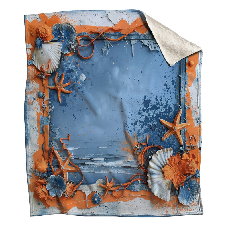 Seaside Fleece Throw Blanket - Nautical Throws for Sofas or Beds, 68in W x 80in H