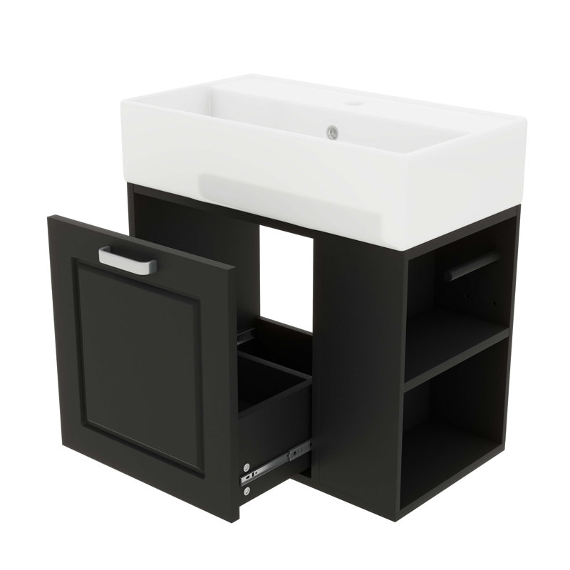 Meuble-lavabo mural 21,8 po, Noir