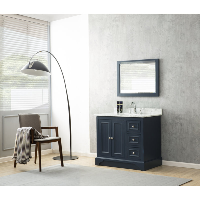 Ennie 36 " W Freestanding Standard Free Standing 1 Single Vanity Bathroom Vanity With Marble Top