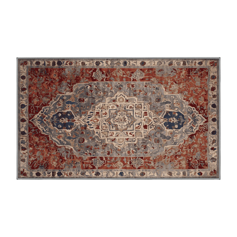 Machine Washable Brown Area Rug, Rectangle 4' x 6'