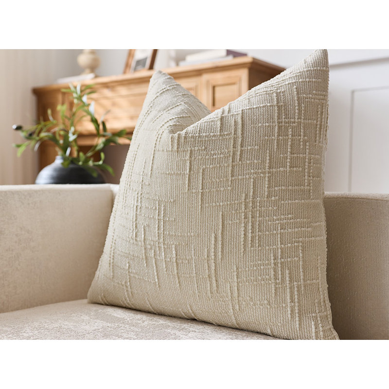 Housses de coussin en chenille texturée, Ivoire ivoire, Carré 20 po