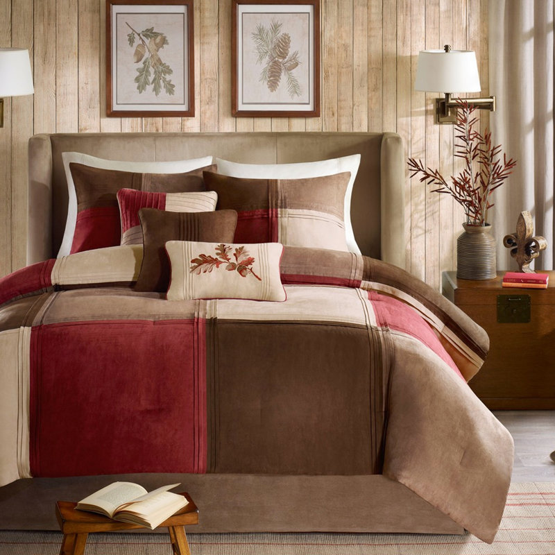 Édredon rouge 7 pièces pour très grand lit - microsuède, pièces de chambre en microsuède invitant, élégant