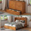 Grand lit escamotable Gracie Oaks, commode escamotable avec matelas en mousse à mémoire de forme, lit escamotable pliable peu encombrant avec station de charge et tiroir de rangement pour chambre à coucher, petit espace-111933804