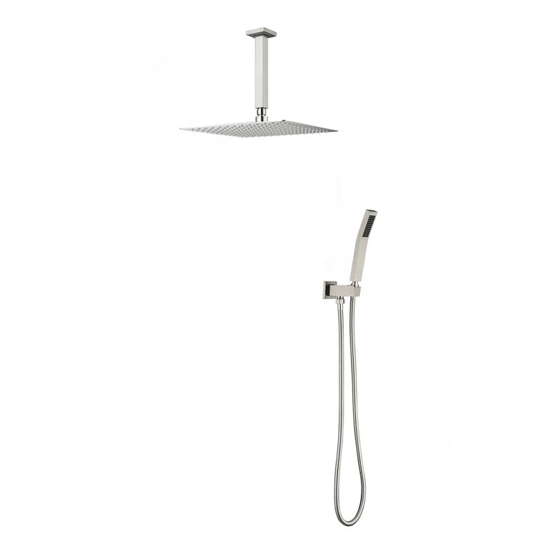 Pomme de douche carrée 10 pouces avec pomme de douche à main (sans valve de contrôle)