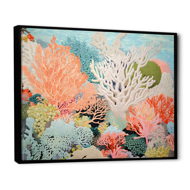 «Colorful Coral and Anemones Scenery I - Coastal Coral Under Water», reproduction d'art sur toile encadrée