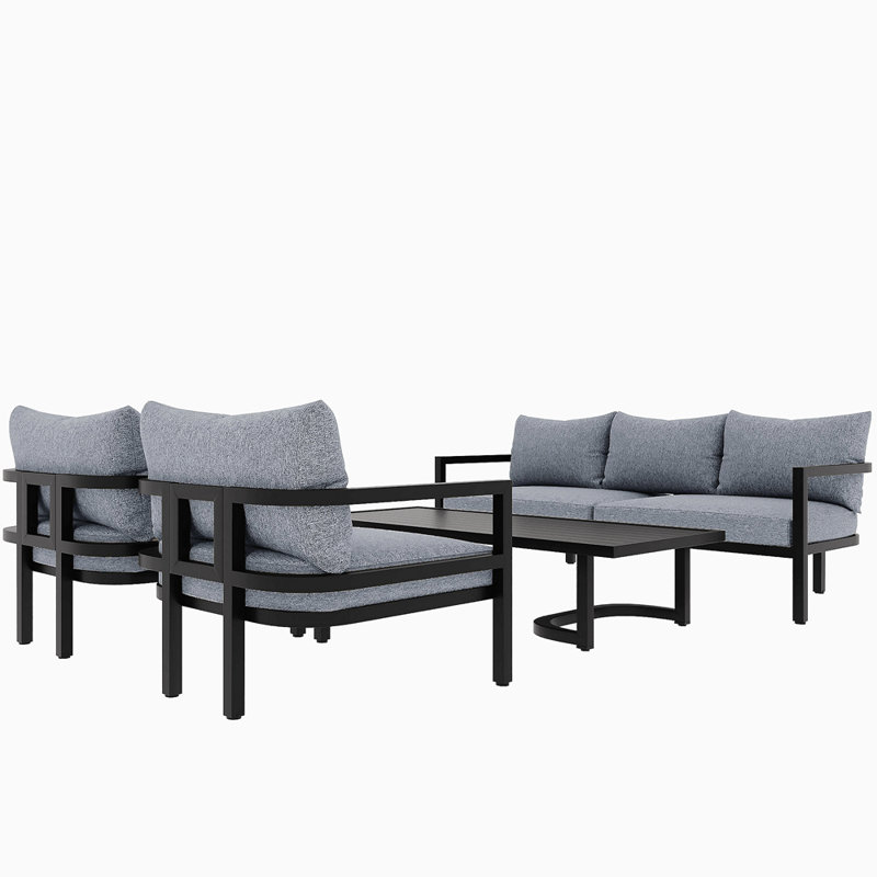 U_style multi-person outdoor steel sofa set, waterproof, anti-rust & uv-resistant, perfect for gardens and lawns, durable patio furniture