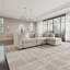 Canapé d'angle beige moderne en forme de L pour 4 personnes, avec pouf de rangement pour salon-124594633