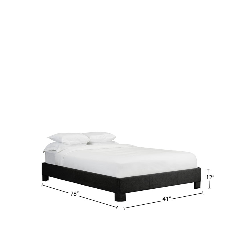 Lit plateforme tapissier Tartaglia, Simple, Cuir lié noir