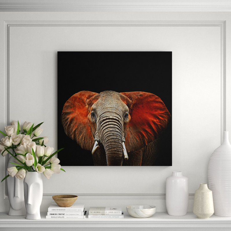 African Elephant Print, 36" H x 36" W x 2.5" D, Aluminum