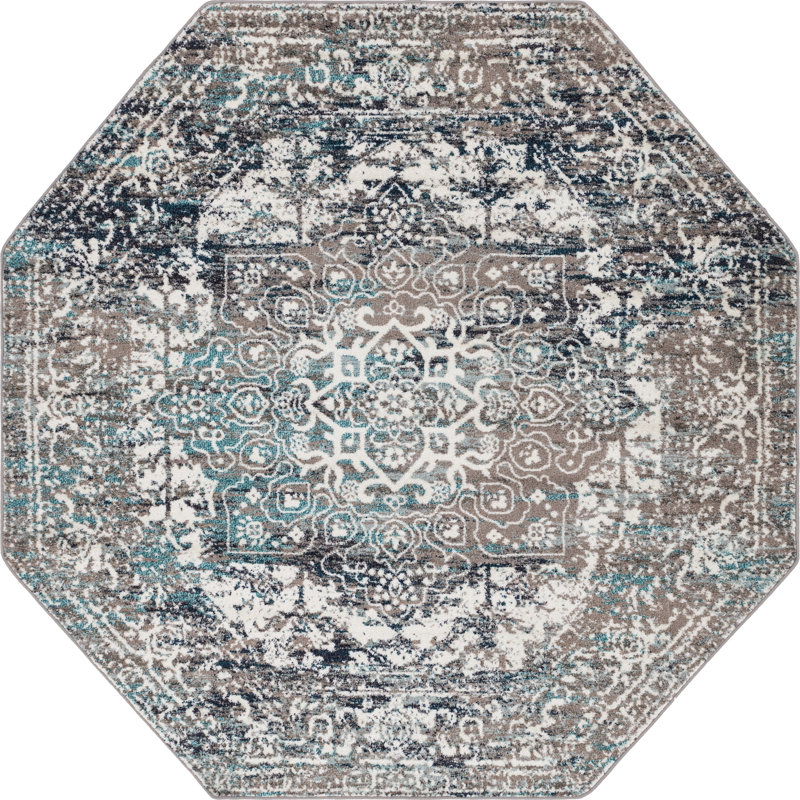 Tapis oriental gris Inesse, Octogone 7 pi 10 po x 7 pi 10 po