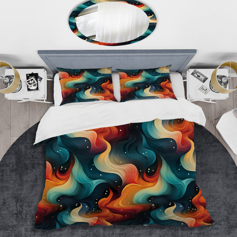 Kanyjah Cosmic Harmony - Ensemble de housse de couette abstrait - Microfibre de polyester