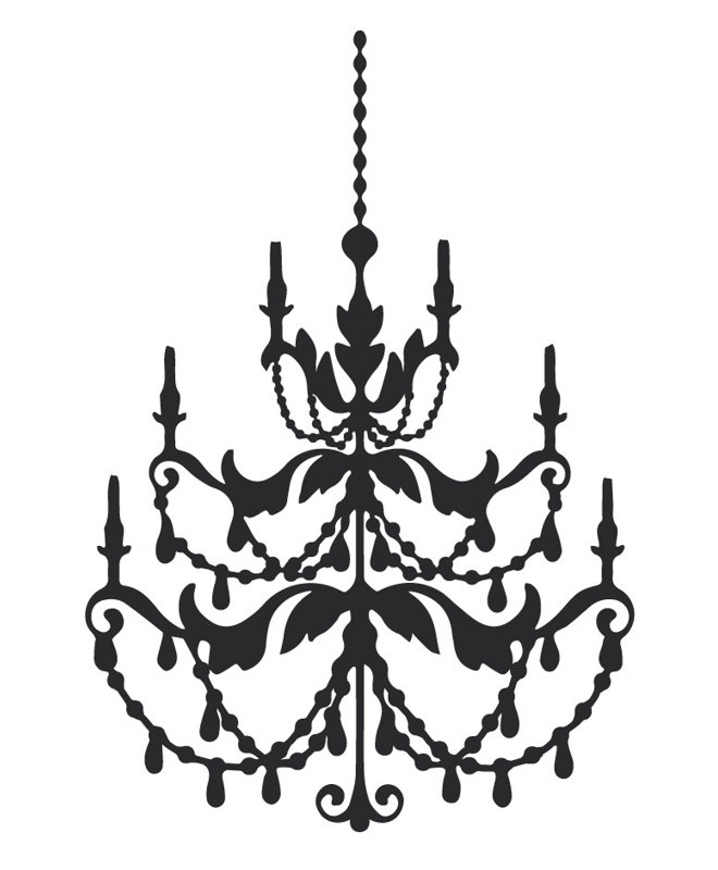 Décalcomanie murale lustre française, Noir, H 24 po x l 16 po x P 0,01 po