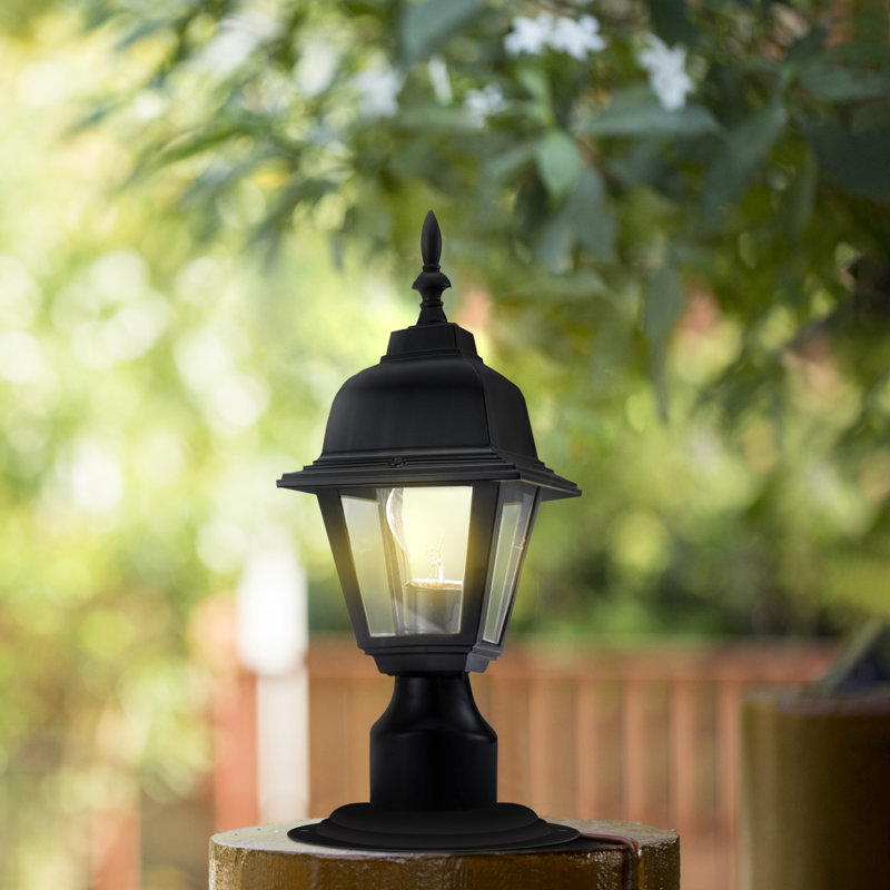 Maple Street Black Outdoor Post Light with Clear Glass