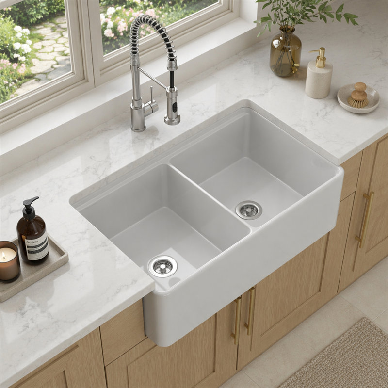 Station de travail de ferme 33 po - 33 po x 20 po x 10 po en porcelaine blanche
