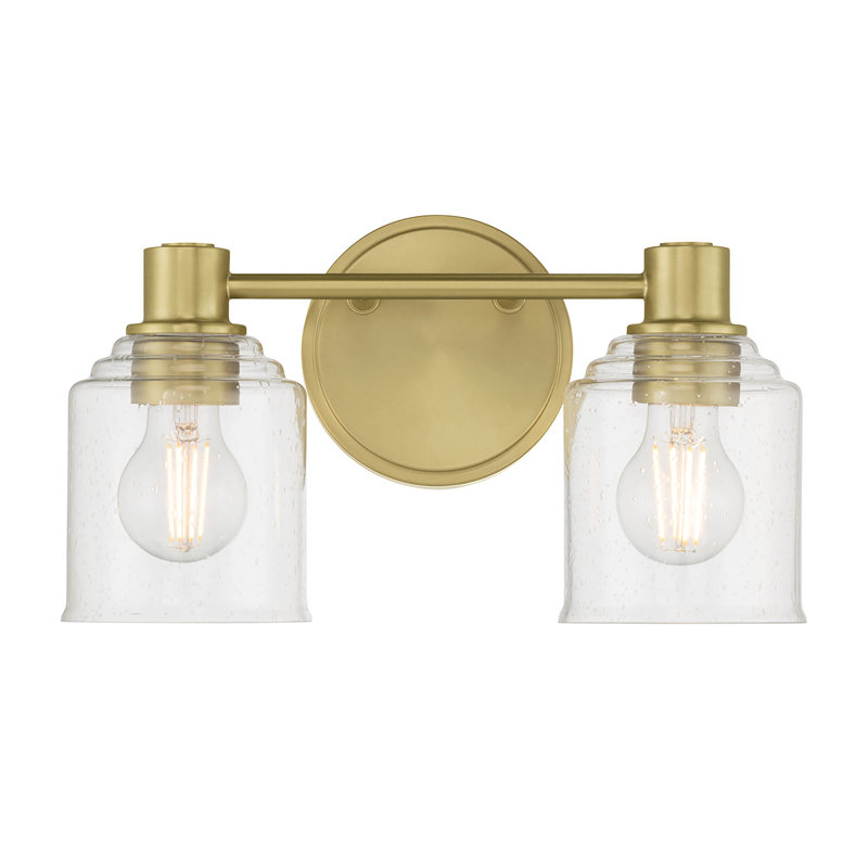 Meuble-lavabo 2 lumières Vessair, H 7,5 po x l 14 po x P 6 po, Laiton, Deux lumières