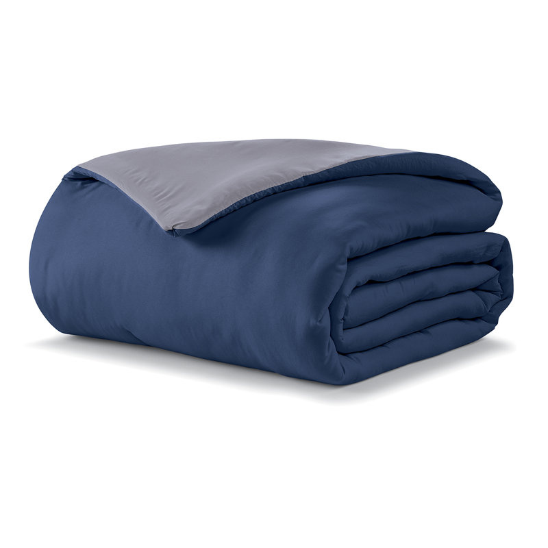 Édredon en duvet synthétique microfibre Home Collection Cozy Touch, Gris anthracite / bleu marine