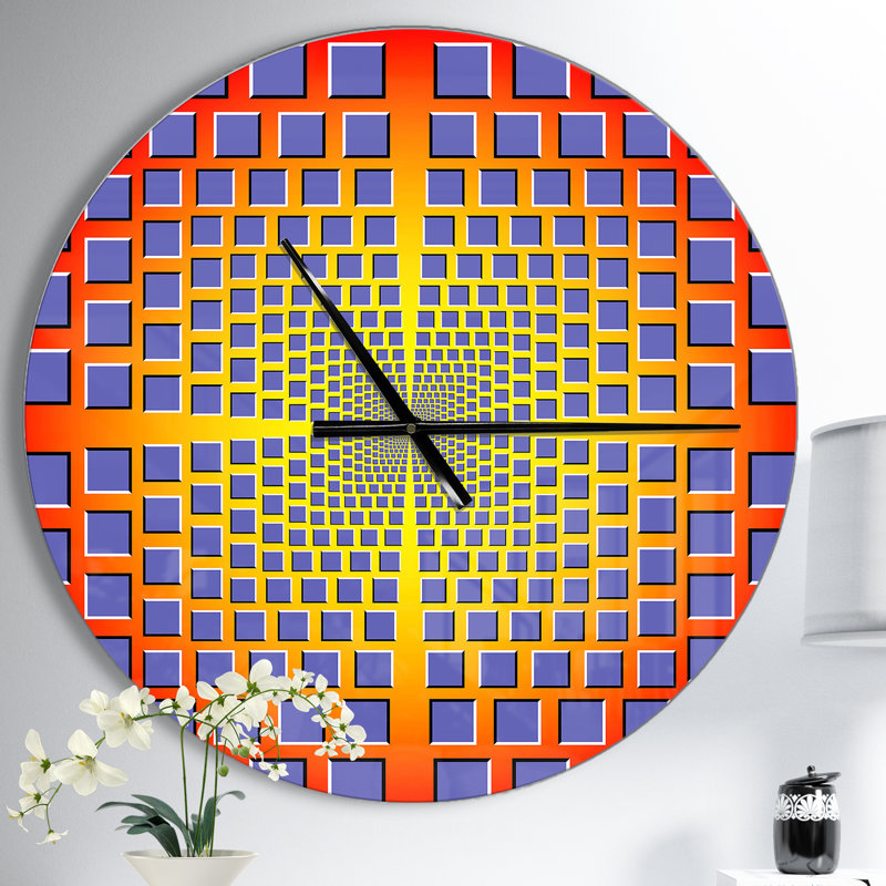 Illusion optique jaune - horloge murale moderne, Moyen