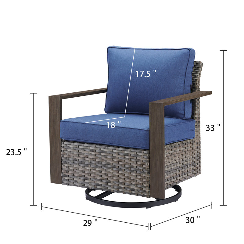 Fauteuil oscillant d'extérieur Kelyse, Bleu/gris