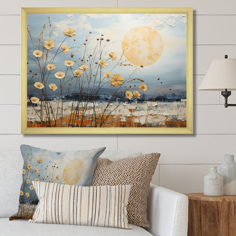 Nuage prairies collages - impression, H 30 po x l 40 po x P 1,5 po, Encadrement doré