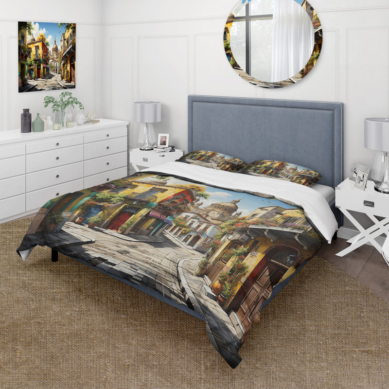 Mexico Mexico Fiesta City II - Ensemble de housse de couette paysages - Microfibre de polyester