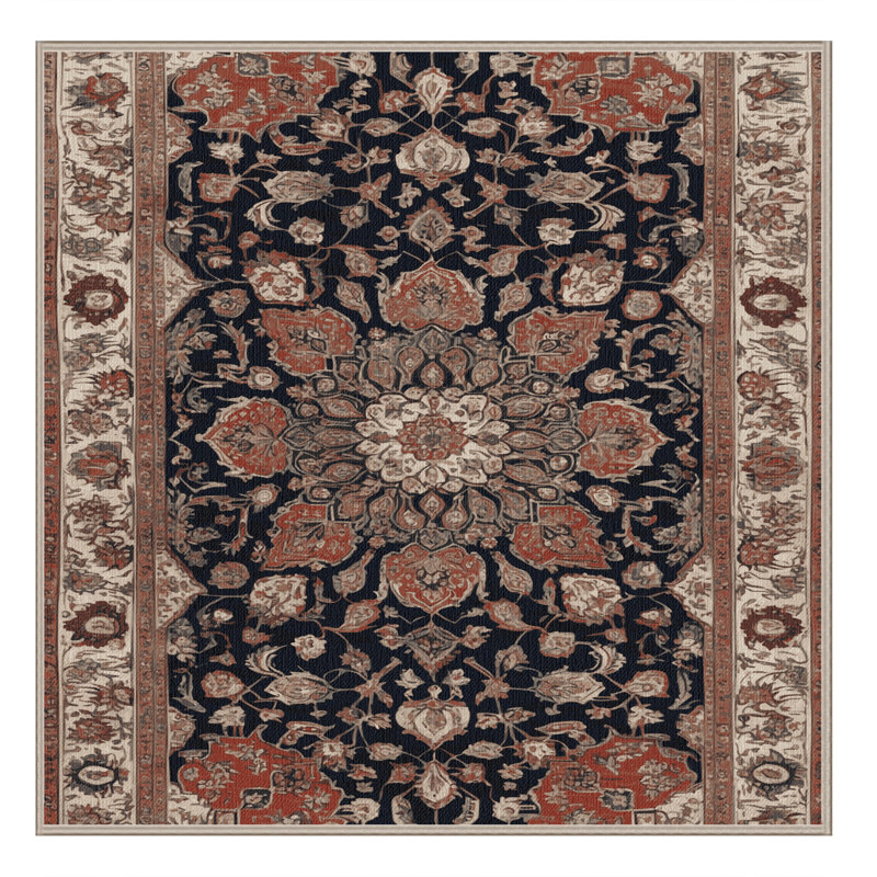 Machine Washable Persian Brown Area Rug, Square 3' x 3'