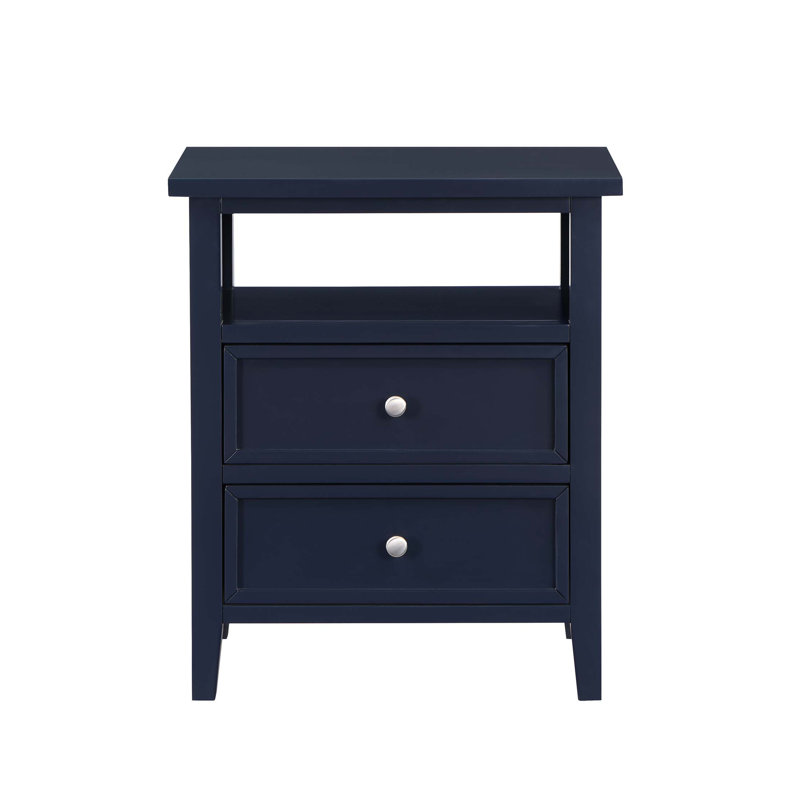 Weston 2 Drawer Nightstand, Dark Blue