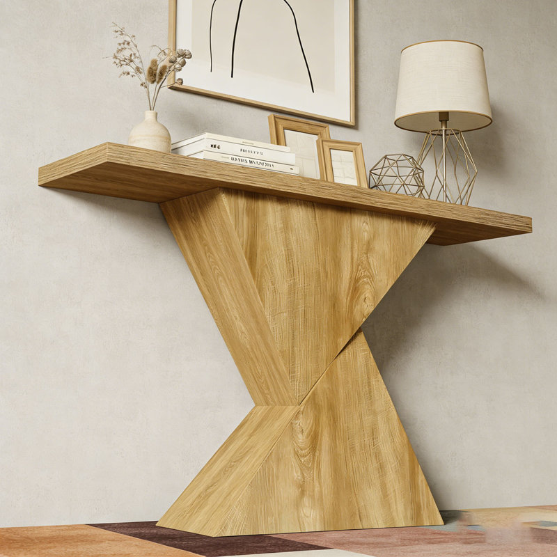 41.5" Narrow Farmhouse Console Table with Geometric Base