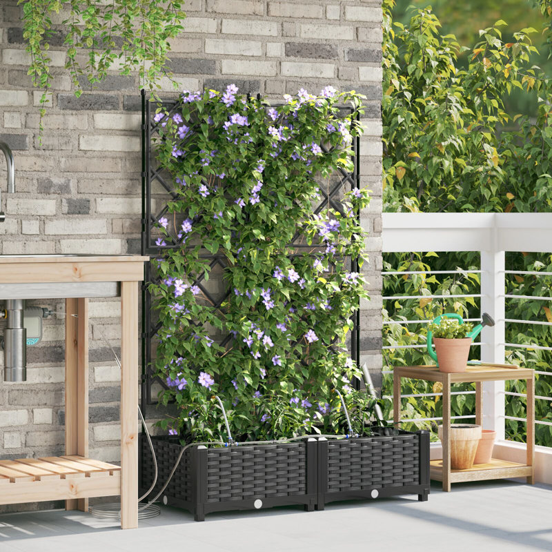 Garden Planter Plastic Resin Planters, 126cm H x80cm W x 40cm D, Black