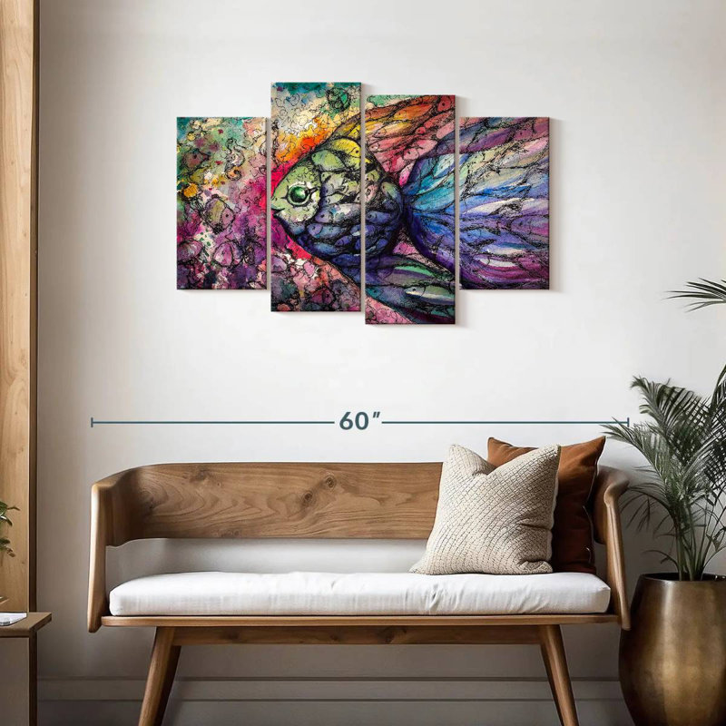 Brampt Abstract Rainbow Fish, 27" H x 43" W