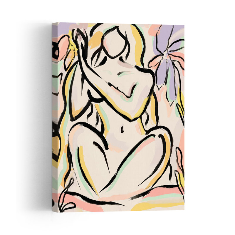Whimsical Serenity Abstract Colorful Contemporary Flower Wall Art Print, 60.96cm H x 40.64cm W