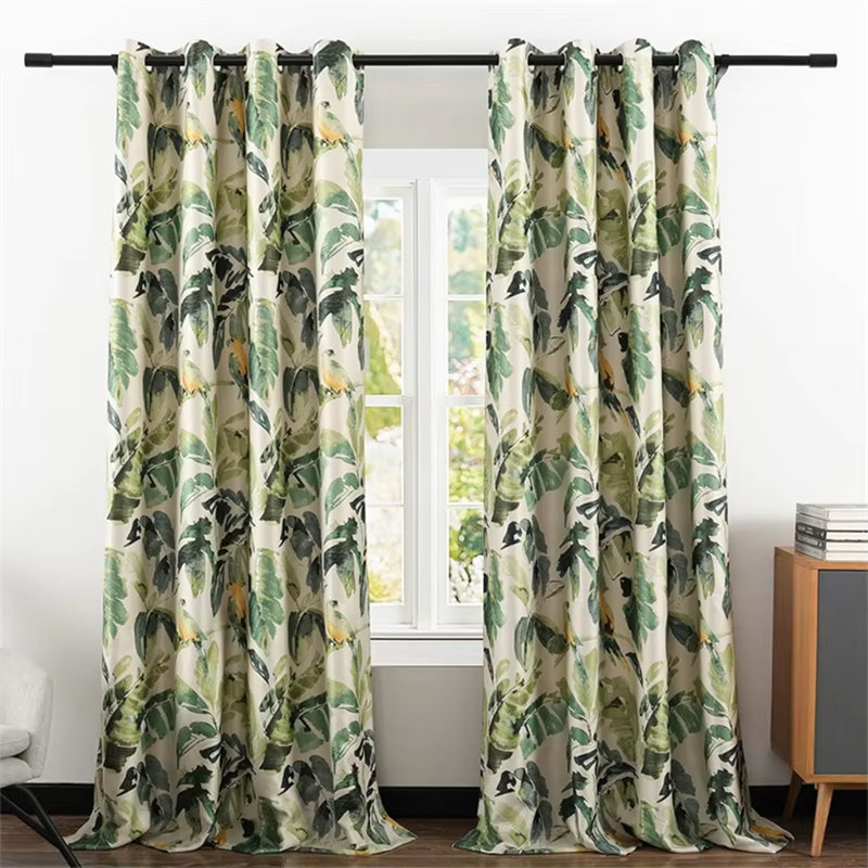 Leaves Pattern Blackout Window Curtain