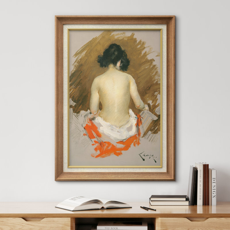 Impressionniste, impression de femme nue, H 36 po x l 26 po x P 1,5 po, Natural Premium Frame