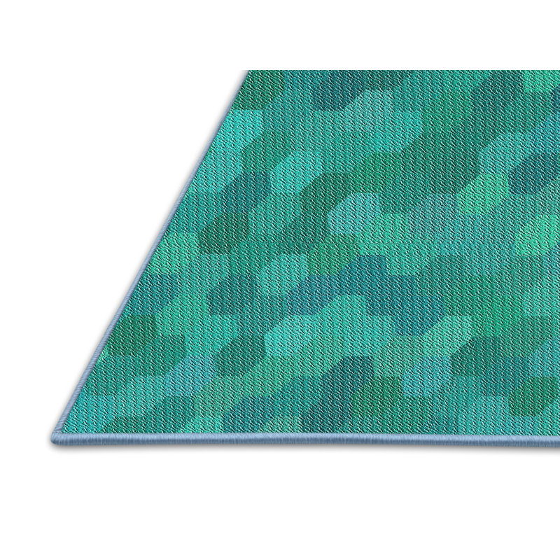 Tapis vert/jaune à motif de mer, Rectangle 2 pi x 4 pi
