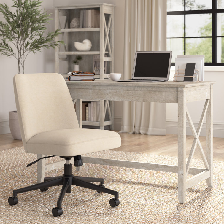 Egils 48W X 24D Farmhouse Writing Desk And Chair Set In Washed Grey, Compact Workspace Solution For Home Office