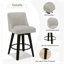 Tabourets de bar modernes pivotants à 360 °, tabourets de comptoir rembourrés avec dossier, chaises d'îlot de cuisine pour la salle à manger, le bar et le comptoir (ensemble de 4)-1991224962-1991224961