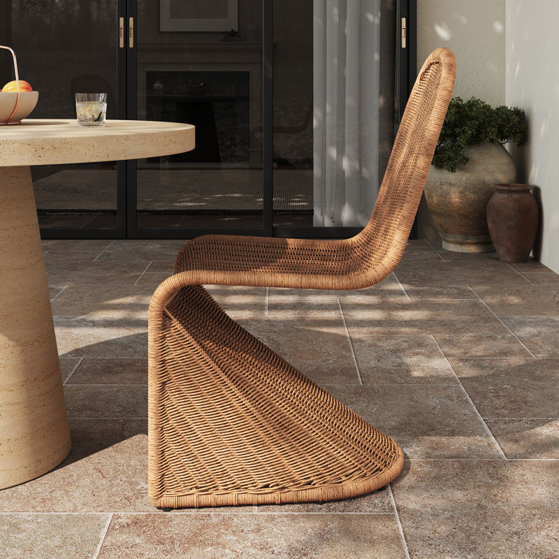 Chaises de salle à manger d'extérieur en osier avec structure en acier (2 pièces)