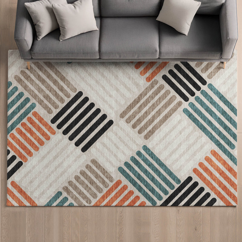 Premium Machine Washable Mayfield AMF2339 Geometric Rug, 3' x 5', Dune