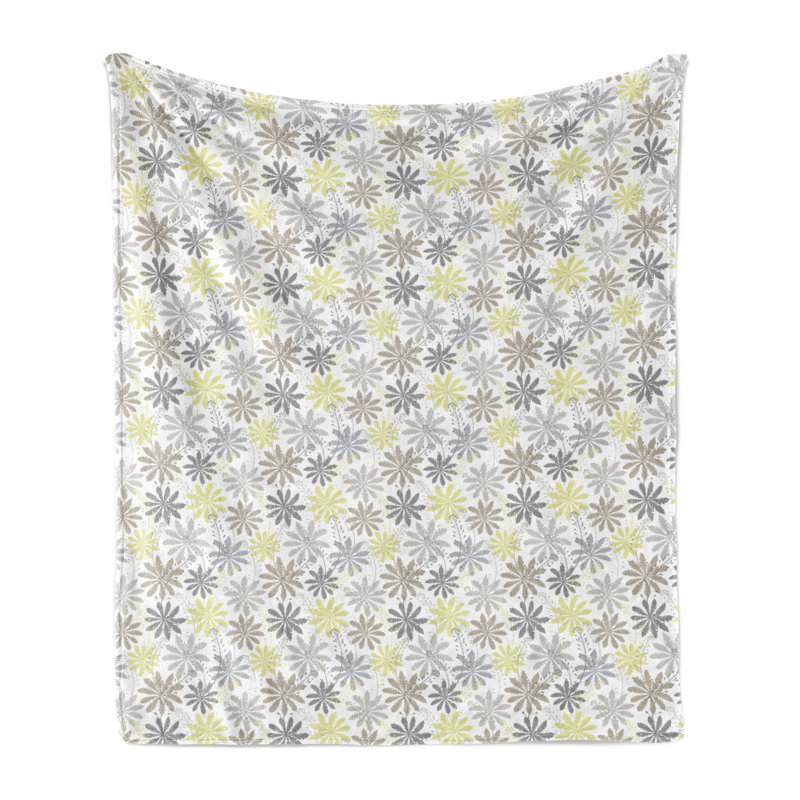 Ambesonne Floral Fleece Throw Blanket Shepherd's Purse Pattern Dust Dimgray, 70" W x 90" L