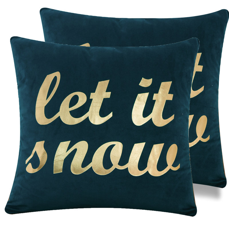 Christmas Square Pillow Cover, Gold