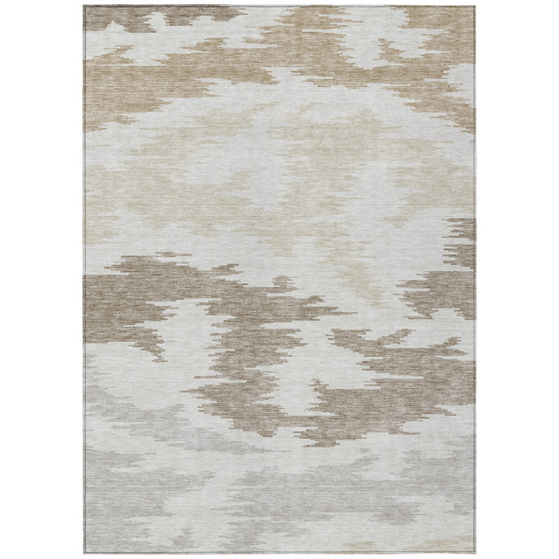 Tapis intérieur lavable abstrait 9 pi x 12 pi beige