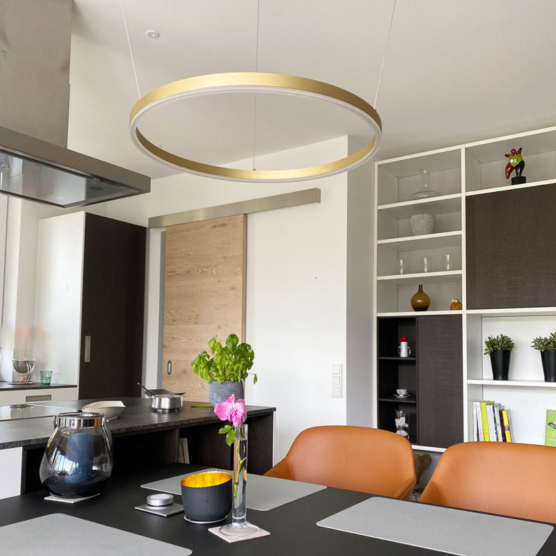 Ring 60 LED pendant lamp 5m suspension, Brushed Aluminium, 500cm H x 40cm W x 40cm D