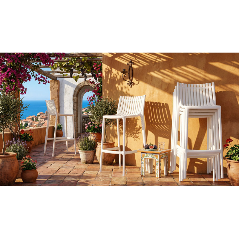 Ibiza 30” Patio Bar Stool, White