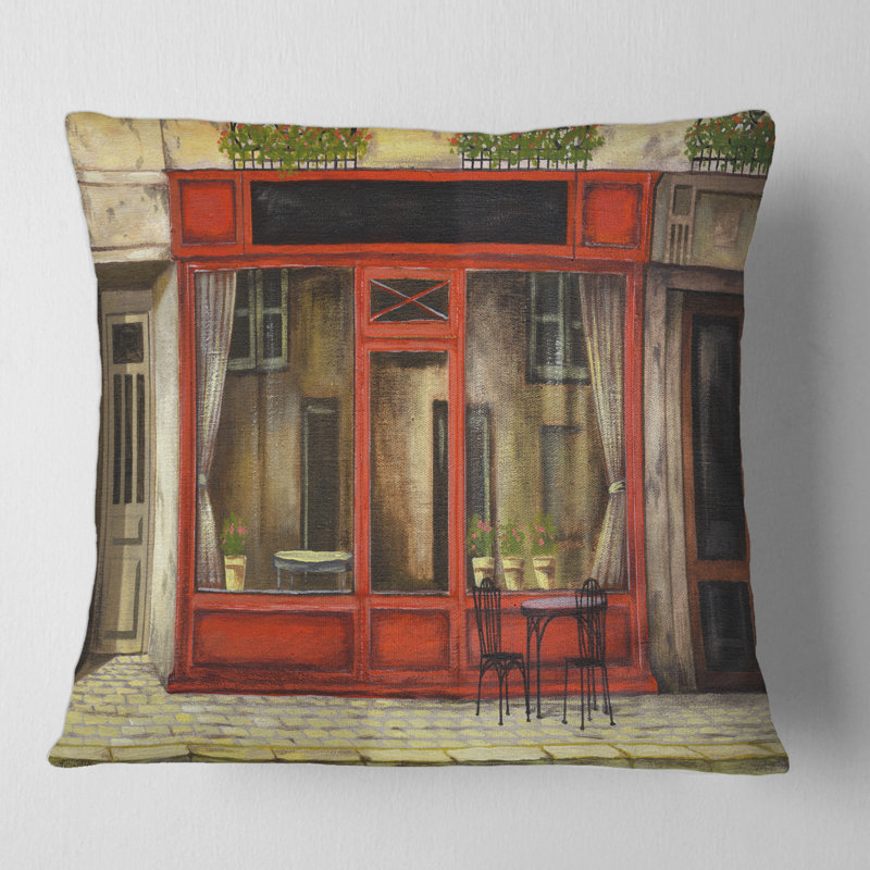 Housse et insert de coussin carré Facade of Charme Shop in Paris I, 18" x 18"