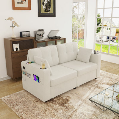 Sofas For Living Room, Couch Set,3 Seats Sofa, USB Charging,Wood Frame,Easy To Install,With Storage, Charging Station,Cup Holder,Modern Sectional Sofas For Living Room, Apartment,Chenille Fabric