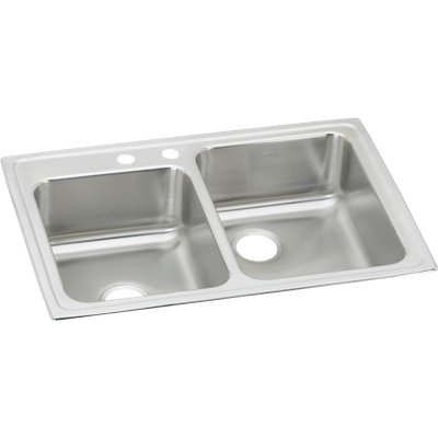 Lustertone 33" L x 22" W Double Basin Drop-In Kitchen Sink