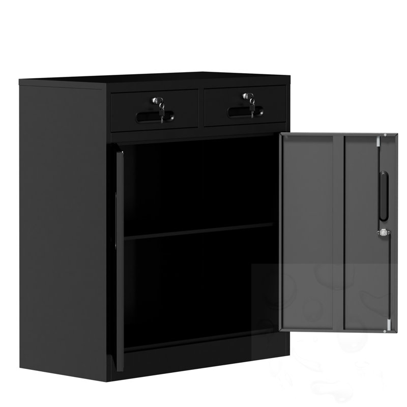 Armoire de bureau avec serrure, 2 tiroirs et tablettes réglables